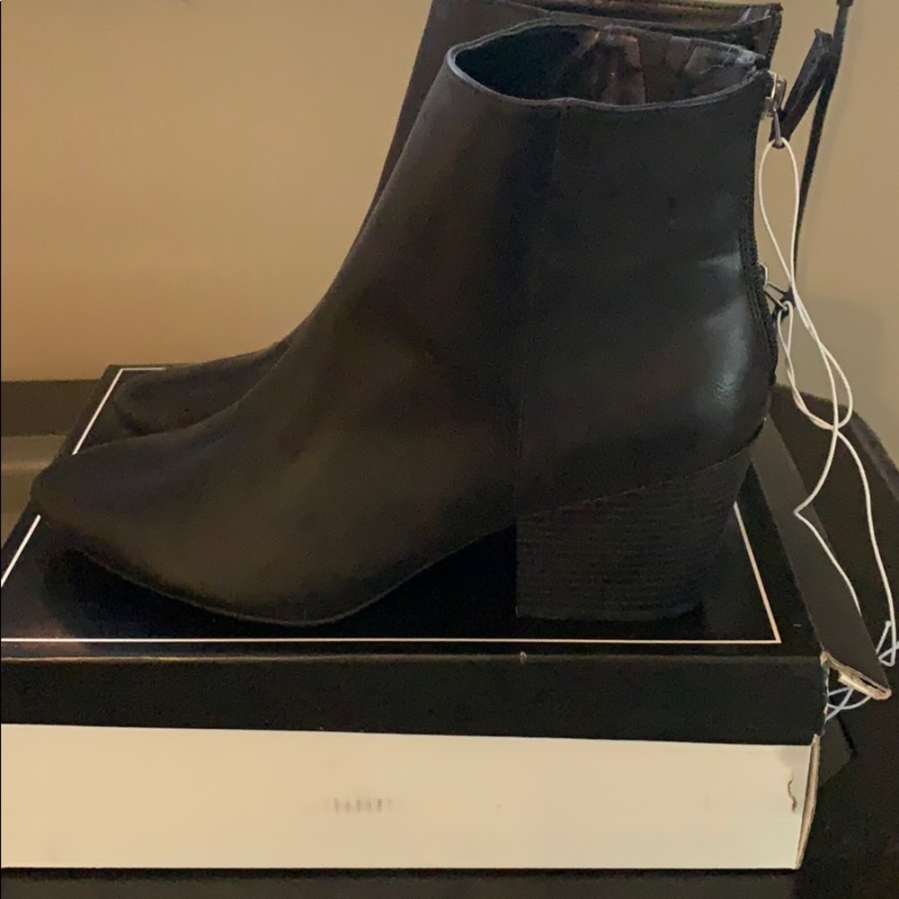 Black half calf boots